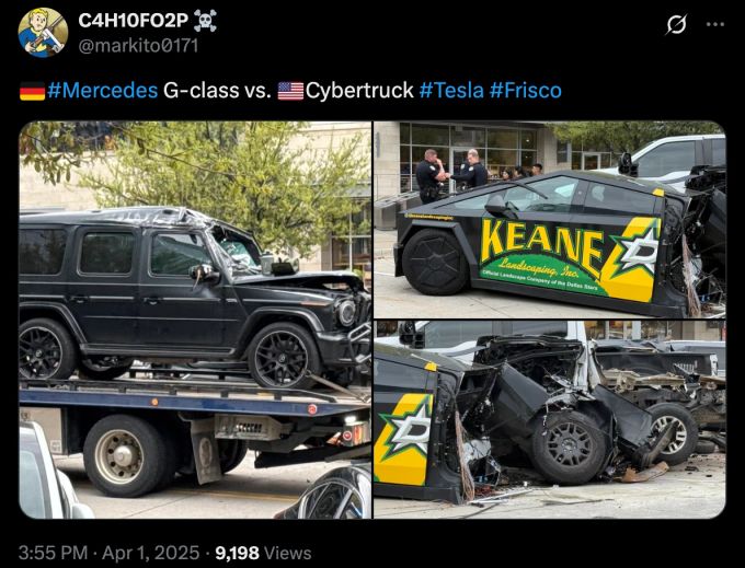 Ein Tesla Cybertruck wurde von einer G-Klasse zerlegt. Tesla Cybertruck