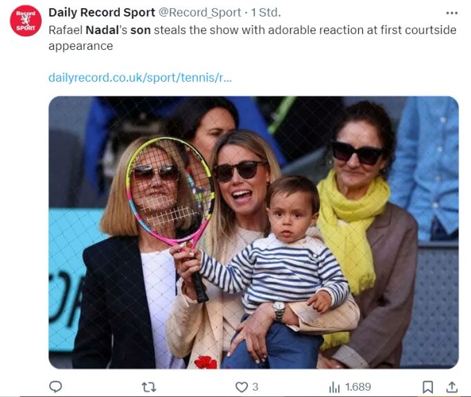 Rafael junior, der Sohn von Tennisstar Rafael Nadal, schaut seinem Papa in Madrid beim Spielen zu. Rafael Nadal