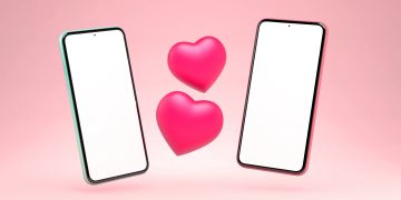 smartphones, rosa Herzen, rosa hintergrund