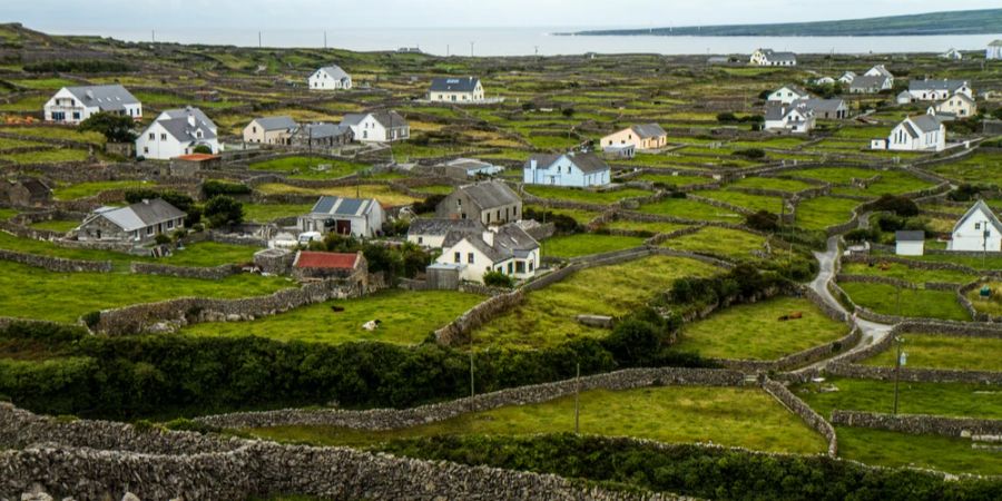 Dorf Irland Landschaft Häuser im Grünen