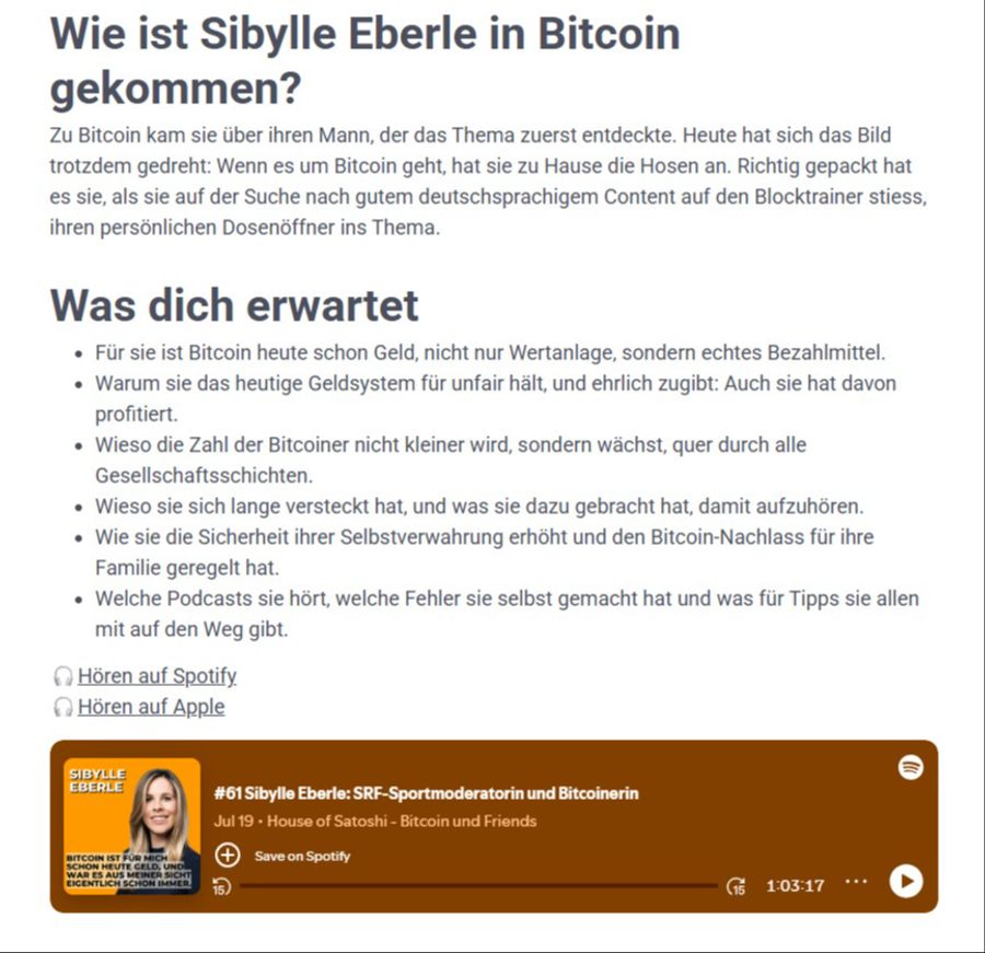 Im Podcast spricht die SRF-Moderatorin über ihre Bitcoin-Begeisterung und darüber, weshalb sie die Kryptowährung als Zahlungsmittel nutzt.