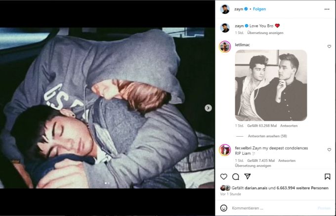 Zayn Malik trauert um Liam Payne. One DIrection