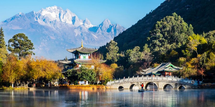 Yunnan, China, Brücke, Himalaya, schneebedeckte Berge