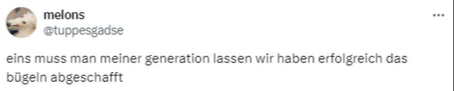 Laut diesem X-User gilt das Bügeln als «abgeschafft».