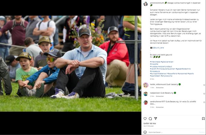 Pirmin Reichmuth teilt die Hiobsbotschaft auf Instagram. Pirmin Reichmuth