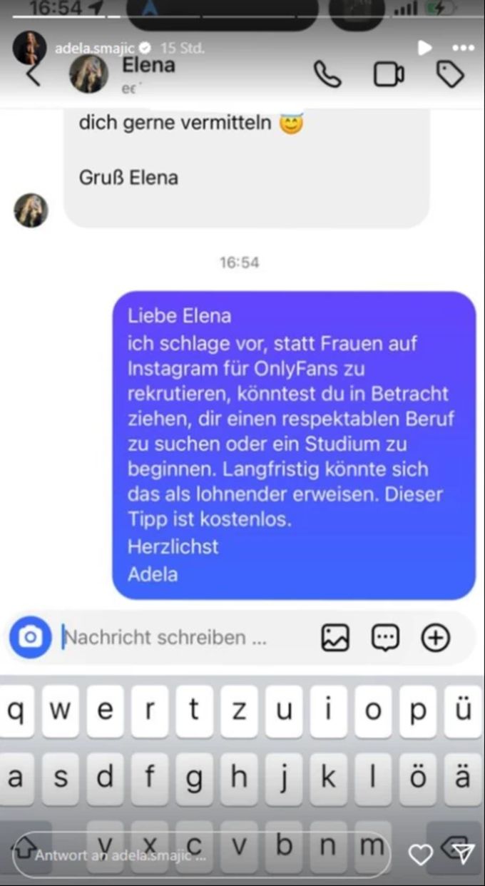 Adela lässt es sich daraufhin nicht nehmen, ordentlich zu kontern. Adela Smajic