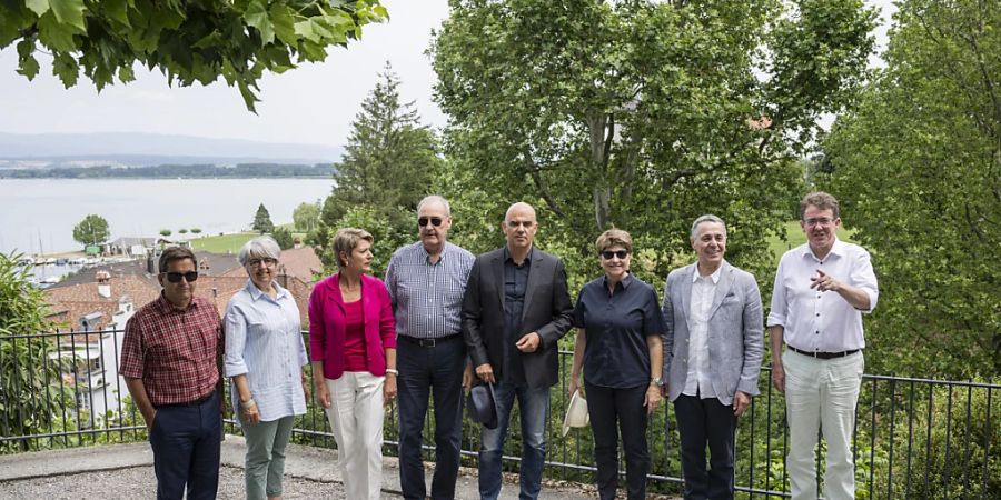 Vor ihren privaten Ferien genossen die Mitglieder des Bundesrates anlässlich der traditionellen Bundesratsreise Ende Juni auf Einladung von Bundespräsident Berset einen Ausflug ins Freiburgerland. (Archivbild)