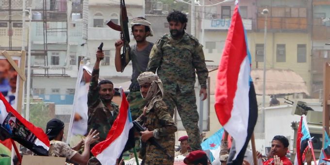 Jemenitische Separatisten wohnen am 07.08.19 einer Beerdigung in Aden (YMN). Aden Separatisten Jemen