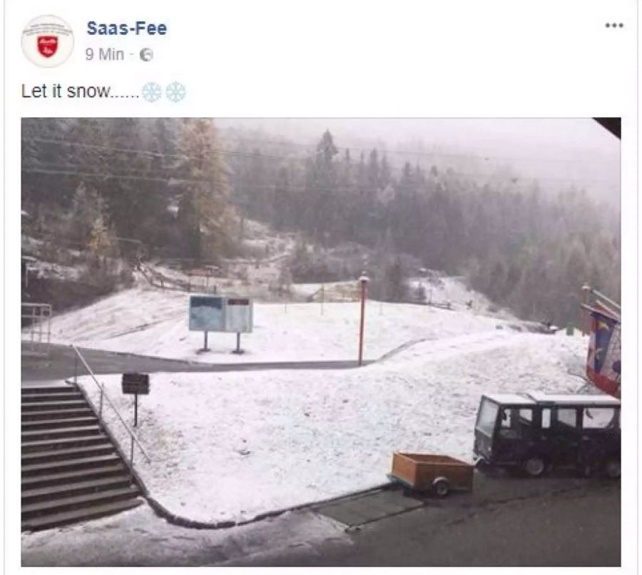 In Saas-Fee freut man sich über den ersten Schnee.