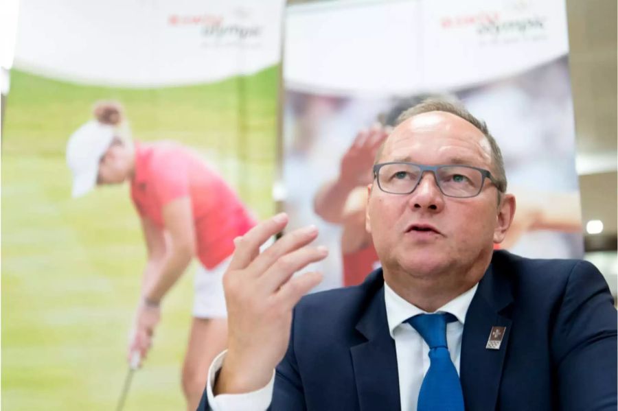 Jürg Stahl, Präsident von Swiss Olympic, an einer Pressekonferenz.