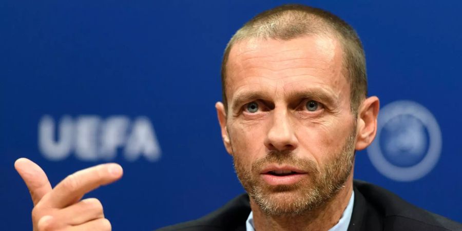 UEFA-Präsident Aleksander Ceferin spricht bei der Pressekonferenz nach einem UEFA Exekutivkomitee-Treffen.