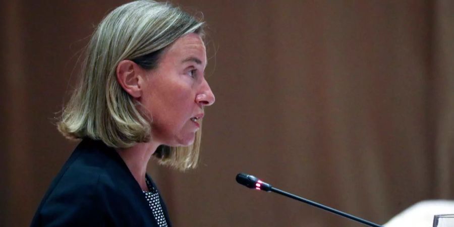 Die EU-Aussenbeauftragte Federica Mogherini bei einer Rede in Singapur.