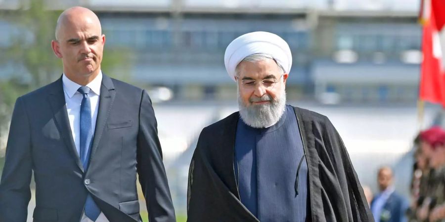 Berset und Rohani bei der Ankunftszeremonie in Zürich.