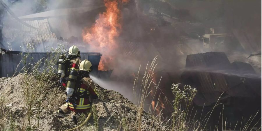Die Feuerwehren der Region versuchten mit rund hundert Mann den Grossbrand zu löschen.