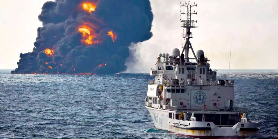 Nachdem der Tanker «Sanchi» gebrannt hatte, sank er.