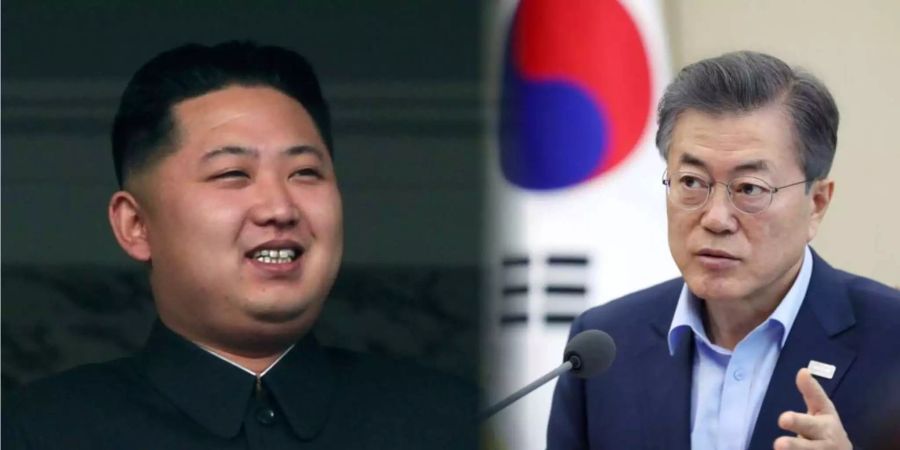 Die beiden koreanischen Regierungschefs Kim Jong Un und Moon Jae-in.