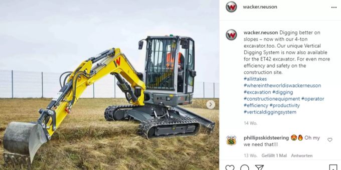 Wacker Neuson erwartet eine Steigerung des Umsatzes. wacker neuson