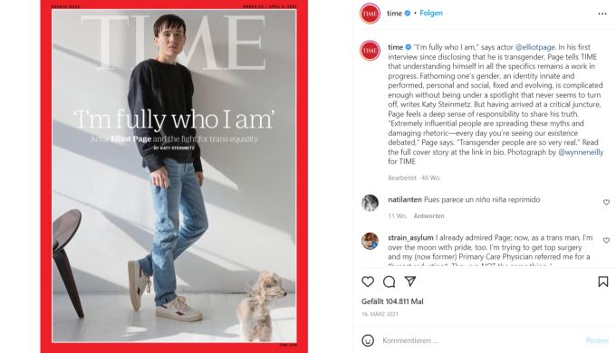 Elliot Page zierte das Cover des «Time Magazine». Elliot Page