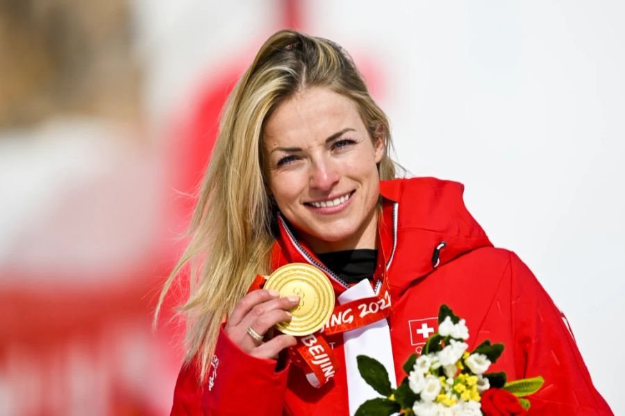 Diese Schweizer Stars holten Gold bei den Olympischen Spielen in Peking: Lara Gut-Behrami im Super-G ...