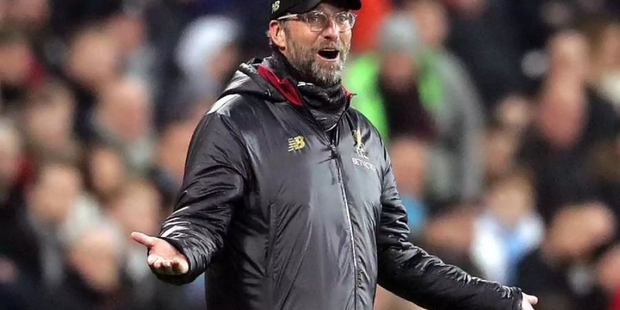 Liverpool-Trainer Jürgen Klopp hat im Spiel gegen West Ham unverhältnismässige Kritik an einem Schiedsrichter geübt. Foto: Adam Davy/PA Wire