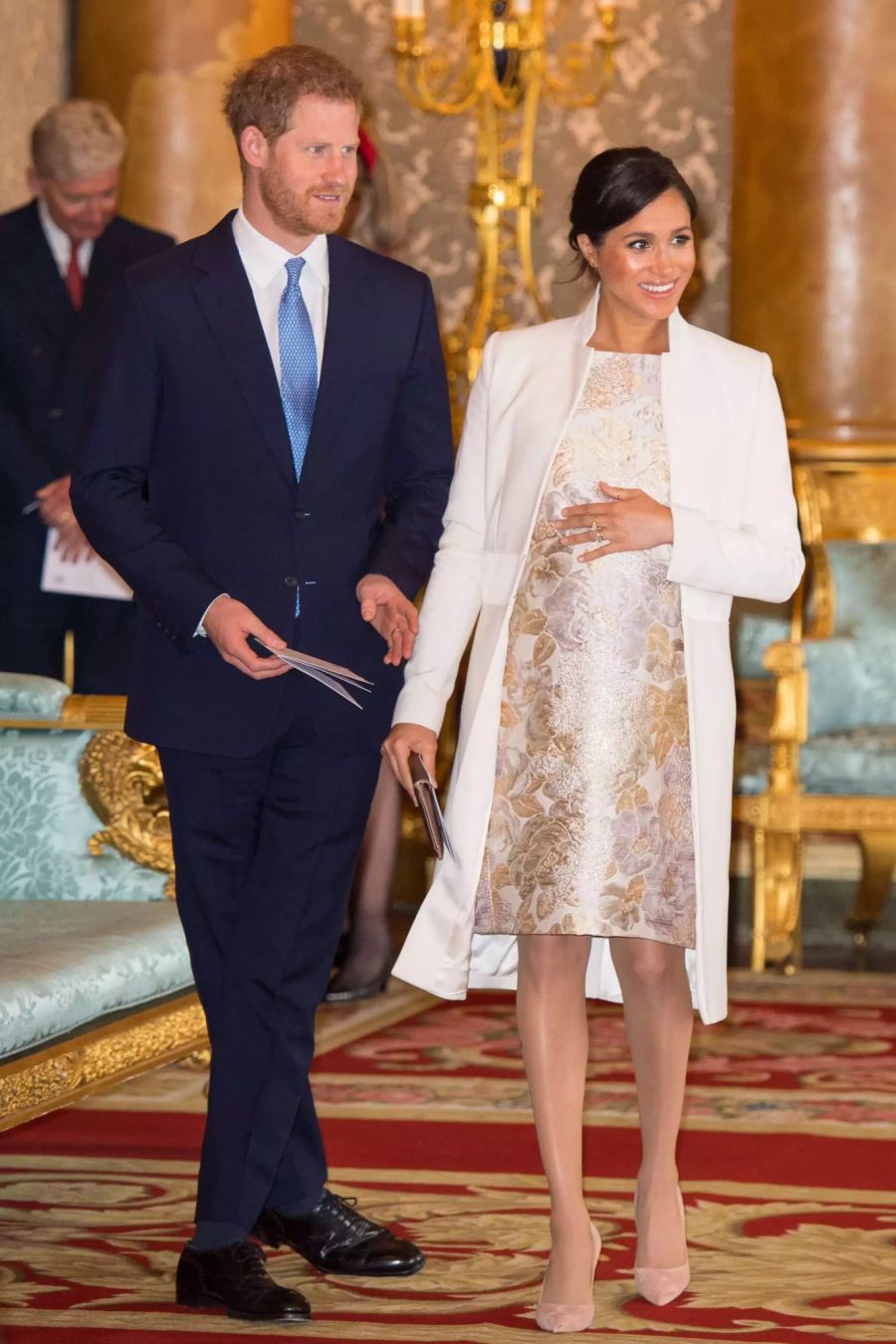 Prinz Harry und Herzogin Meghan nehmen an einem Empfang im Buckingham Palace teil.