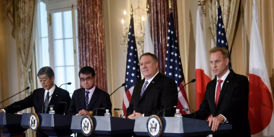 US-Aussenminister Mike Pompeo bei einer Pressekonferenz