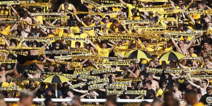 Fiebern dem dritten Meistertitel en suite entgegen: Die Fans der Berner Young Boys. YB Fans