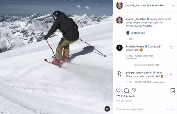 Marcel Hirscher wird von seinen Teamkollegen geneckt. Marcel Hirscher