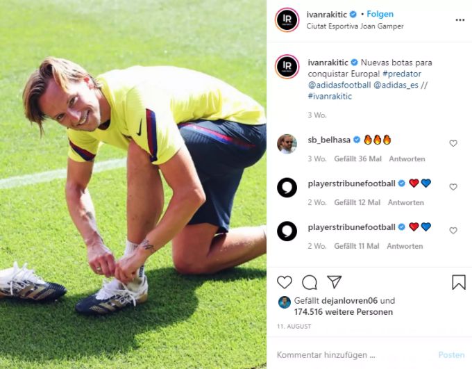 Das Trikot von Rakitic begleitet Ermin Demirovic auf seinem Weg. FC St.Gallen