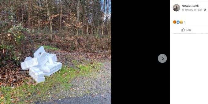 In Zufikon AG hatte ein Abfallsünder illegal Styropor im Wald deponiert. Abfall