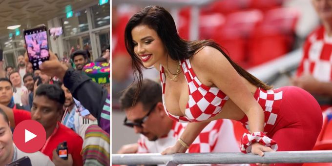 Alle wollen Fotos - Miss Kroatien nach WM-Halbfinal von Fans belagert