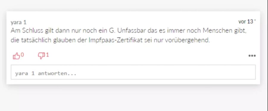 Nach «3G» kommt «2G» kommt «1G»? Das vermutet zumindest Leserin «yara 1».