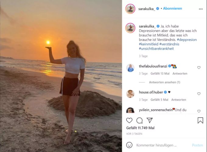 Sara Kulka geht offen mit ihrer Depression um. sara kulka