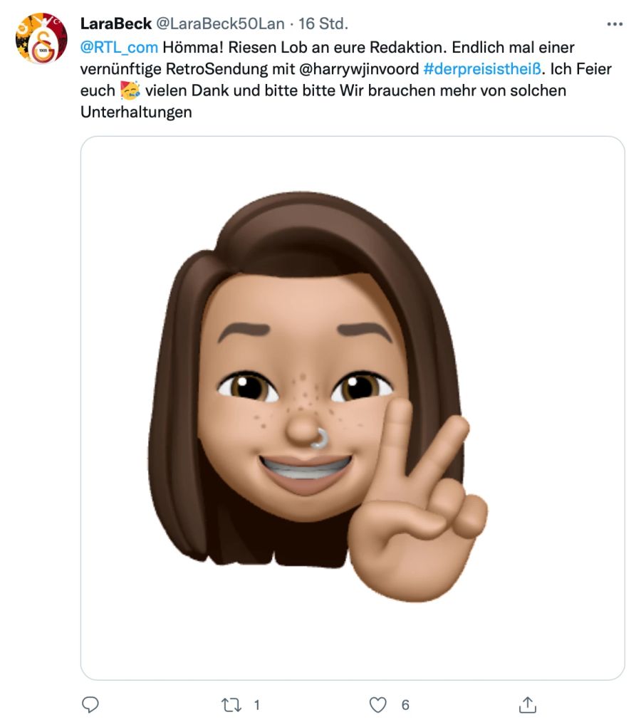 Eine Userin auf Twitter lobt die Redaktion der «RetroSendung».