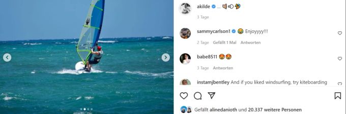 Aleksander Kilde versucht sich mit Mikaela Shiffrin beim Windsurfen auf Maui. Mikaela Shiffrin