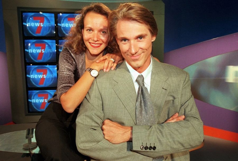 Franz Fischlin und Andrea Meier 1999 im Studio von TV3.