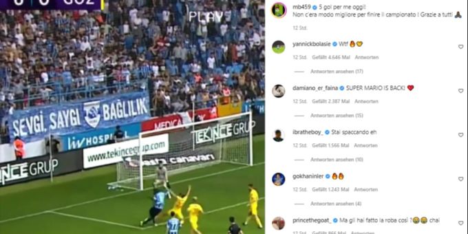 Mario Balotelli erzielt für seinen Klub Adanaspor einen spektakulären Treffer. mario balotelli