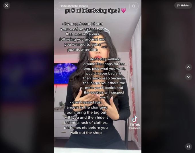 TikTok Diebstahl Laden