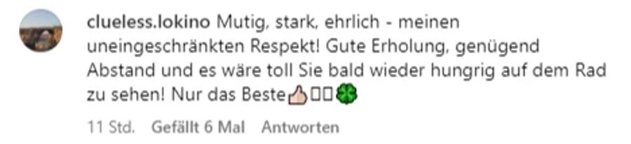 «Mutig, stark, ehrlich – meinen uneingeschränkten Respekt», schreibt etwa dieser Nutzer.