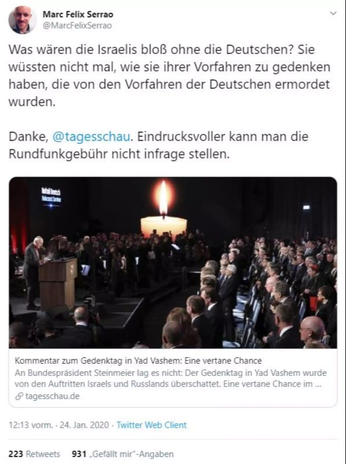 Die Tagesschau wird für den Kommentar zum Holocaust-Gedenktag scharf kritisiert. Twitter