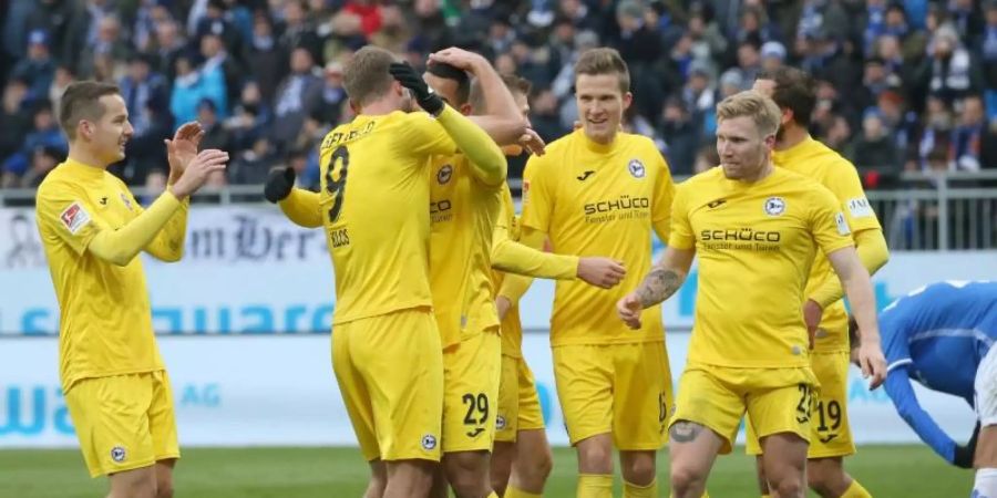 Arminia Bielefeld führt die Tabelle der 2. Liga an. Foto: Thomas Frey/dpa