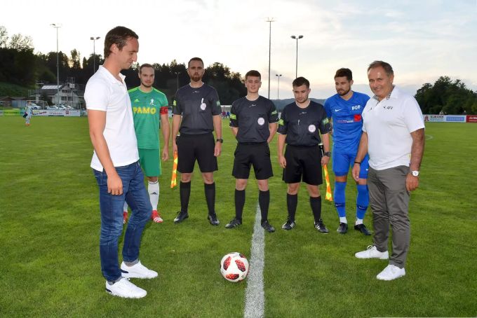 Kickoff zur Saison 2019/20 mit Sandro Burki und AFV-Vizepräsident Armando Granzotto auf dem PAMO-Neumättli. Kickoff FC Gontenschwil