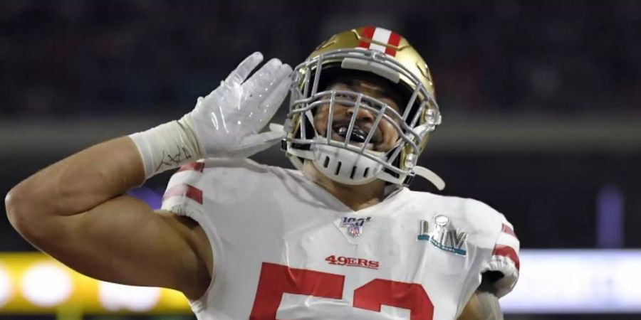 Soll in seiner Heimatstadt Rothenburg ob der Tauber geehrt werden: Mark Nzeocha von den San Francisco 49ers. Foto: Mark J. Terrill/AP/dpa