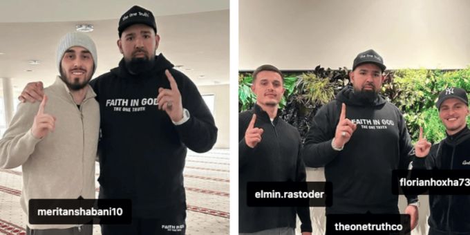 Das Instagram-Bild der drei GC-Spieler mit dem islamischen Influencer Abdul Wahab. Abdul Wahab GC-Spieler Instagram