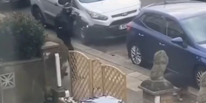 Ein Polizist schiesst auf den ausser Kontrolle geratenen Hund. Polizei London