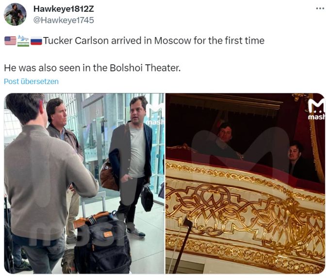 Im Vorfeld zum Interview mit Wladimir Putin wurde viel spekuliert, weil Tucker Carlson in Moskau gesichtet wurde – unter anderem im renommierten Bolschoi-Theater, Tucker Carlson Moskau