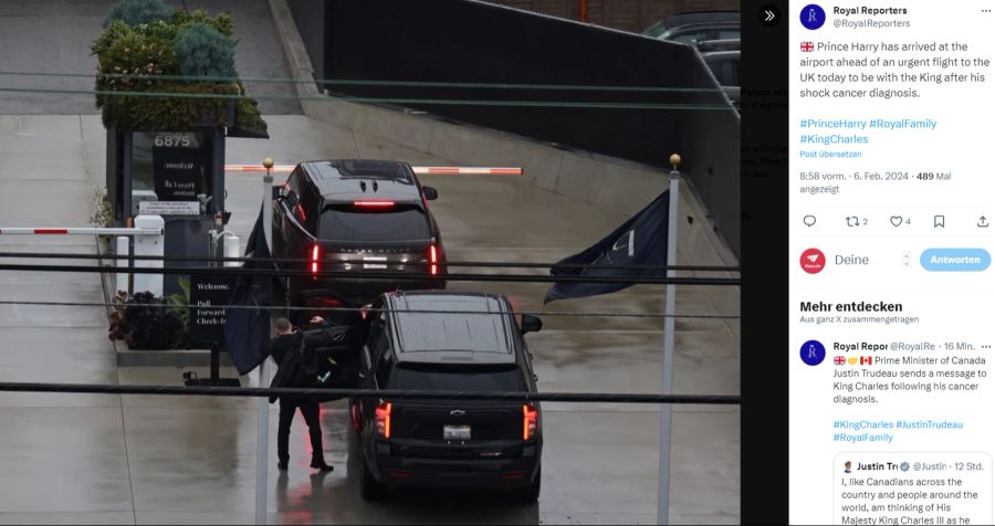 Prinz Harrys SUV wurde am Montagnachmittag (Ortszeit) am Flughafen LAX gesichtet.