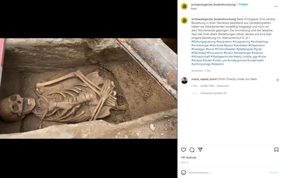 Diese Person schied wohl im 8. Jahrhundert aus dem Leben. Im Juni 2022 wurde sie bei Arbeiten an der Basler Kirchgasse freigelegt.