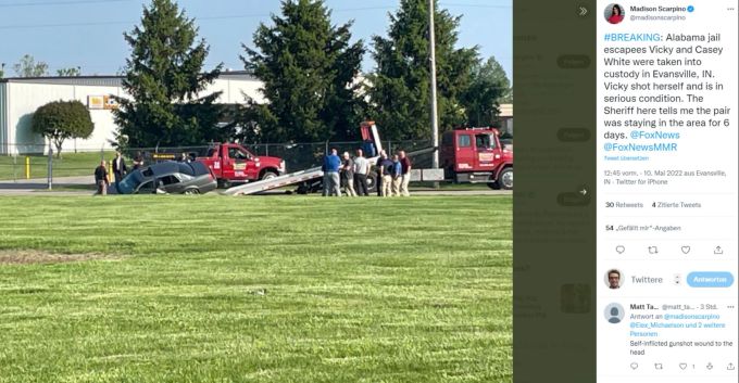 Casey White (38) und Vicky White (56) waren eineinhalb Wochen lang auf der Flucht. Flucht USA