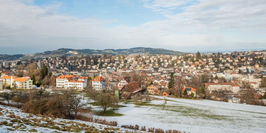 Aussicht von den Drei Weieren auf die Stadt St. Gallen.